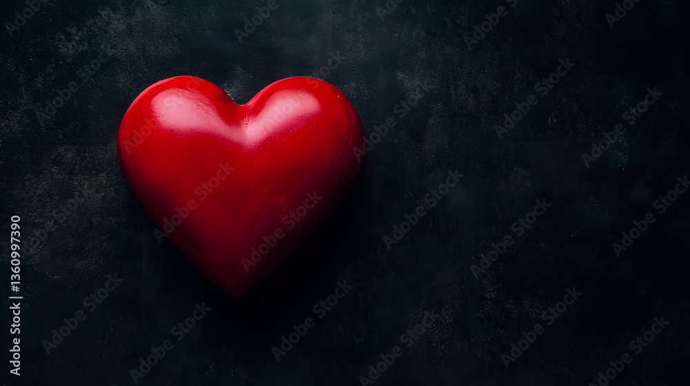 Red Heart Symbol on Black Background, Minimalist Design Representing Love and Simplicity Red Heart Symbol on Black Background, Minimalist Design Representing Love and Simplicity