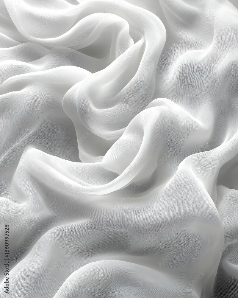 Obraz premium Abstract Soft white fabric draped artfully, creating light and shadow play with fluid, elegant folds and curves