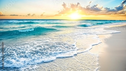 The morning sun kisses the waves with golden light.