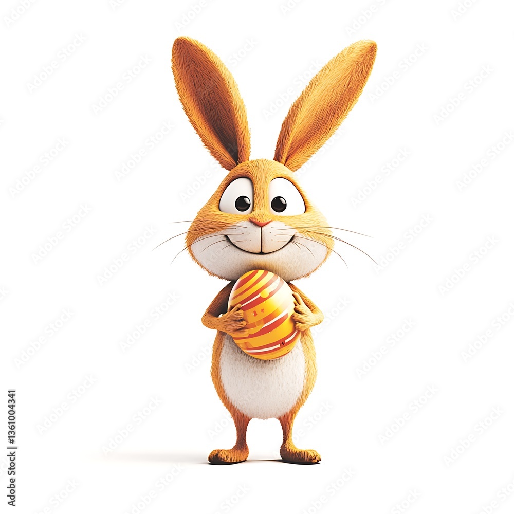 Obraz premium 3d Easter bunny holding egg logo effect