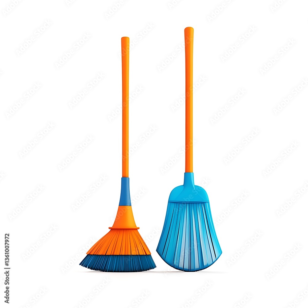 3d Broom and dustpan logo render 3d Broom and dustpan logo render