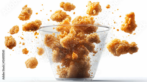 Crispy Fried Chicken Nuggets in Glass Bowl