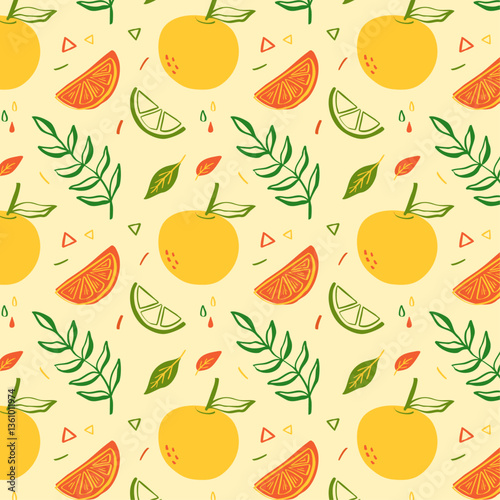 seamless pattern with orange fruits