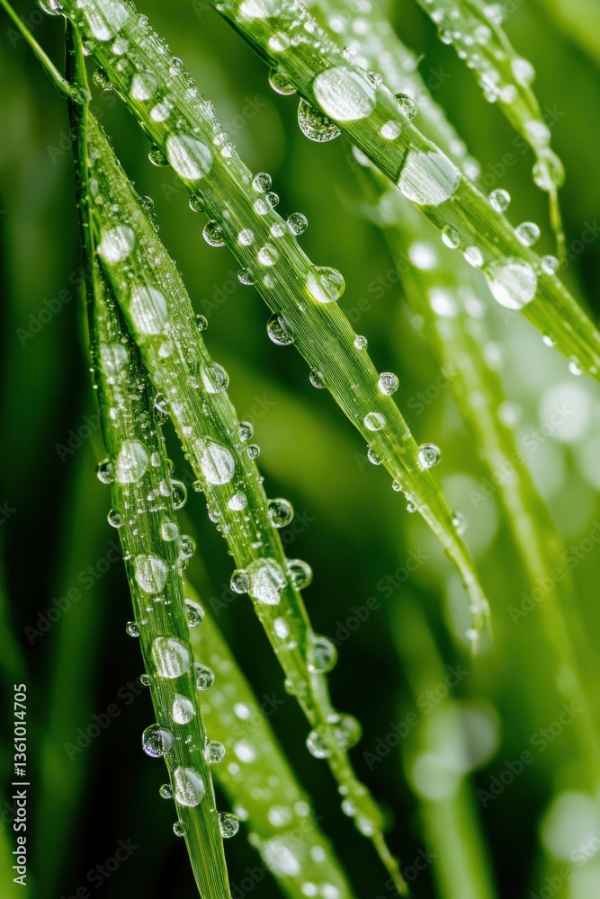 Naklejka premium Lush green plants in Spring rain.