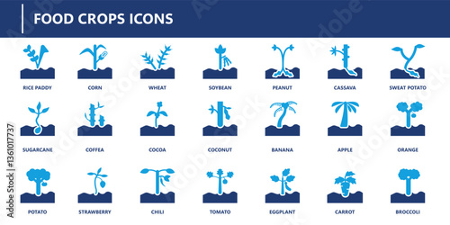 food crops icon pack, solid icon collection.
