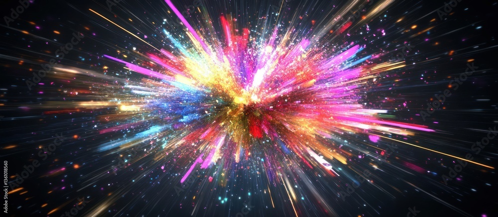 Fototapeta premium Vibrant color explosion radiating outwards.