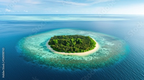Tropical island adventure remote ocean aerial view serene environment nature's paradise