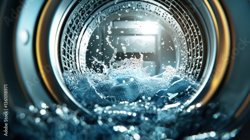 Washing clothes process home laundry room close-up indoor perspective cleaning efficiency