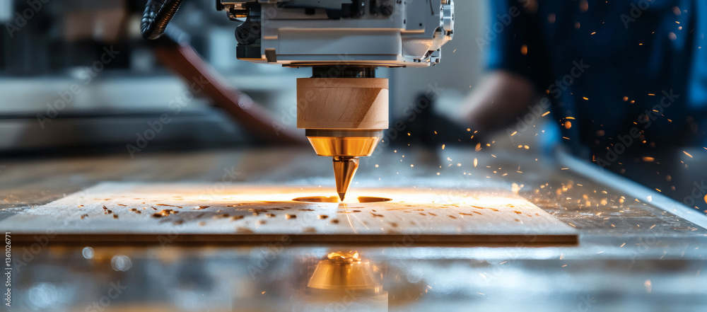 Close-up CNC Router Cutting Plywood, Skilled Woodwork and Precision Machining in Action
Close-up CNC Router Cutting Plywood, Skilled Woodwork and Precision Machining in Action
