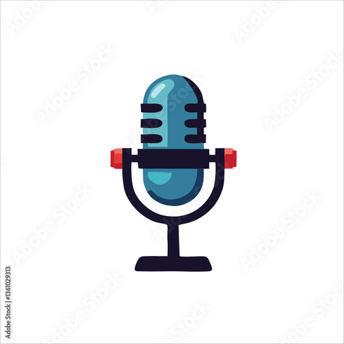 retro microphone vector illustration with blue color