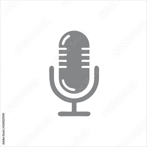 Microphone icon logo with color gray vector illustration