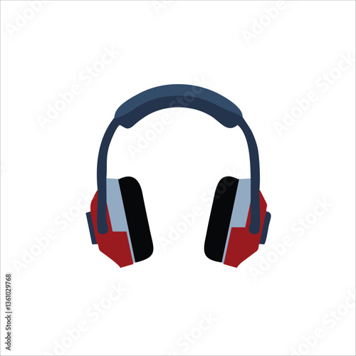 Head phone icon logo with red and gray color