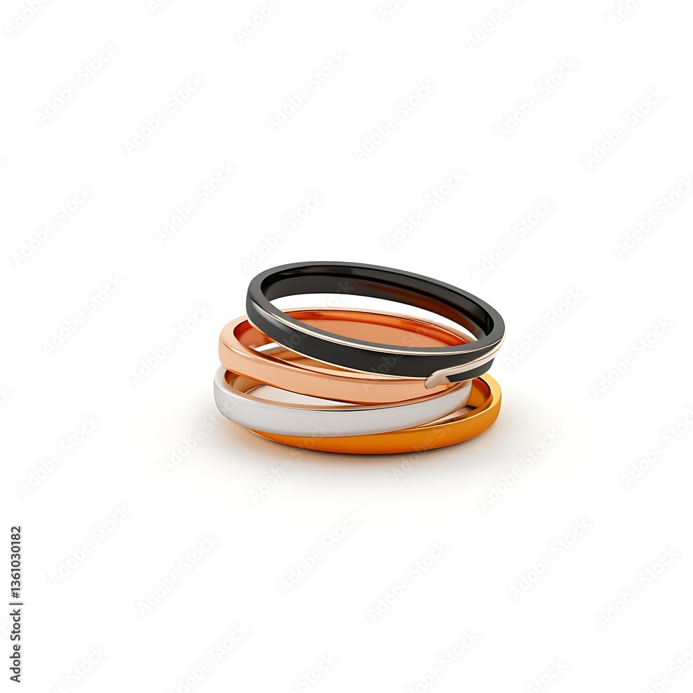 modern stackable rings 3D render, stylish fashion jewelry modern stackable rings 3D render, stylish fashion jewelry