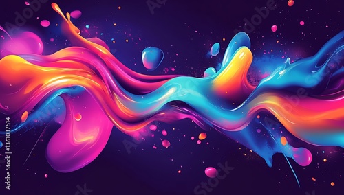 Colorful oil slick on the ground with blue, purple, and yellow swirls. Abstract background of liquid paint. Close-up photo of a soap film pattern.