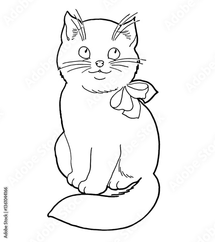 Cute Kitty in Retro Kitsch Style