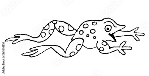 Leap Frog in Cute Retro Illustration Style