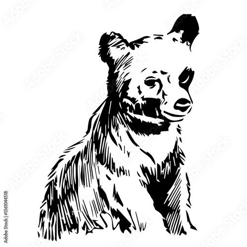 Cute Baby Bear Cub Illustration in Vintage Timeless Style
