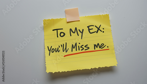 Yellow Sticky Note with Emotional Handwritten Message on Gray Surface