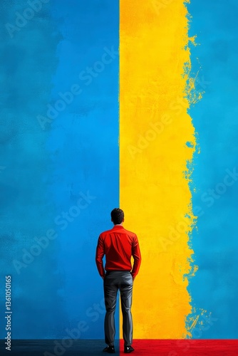 Creative exploration of surreal colors in minimalist design featuring a vibrant collision of yellow and blue against a striking backdrop