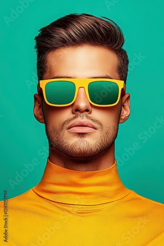 Minimalist magazine cover showcasing a surreal brain theme with vibrant colors, combining creativity and imagination against a blue background