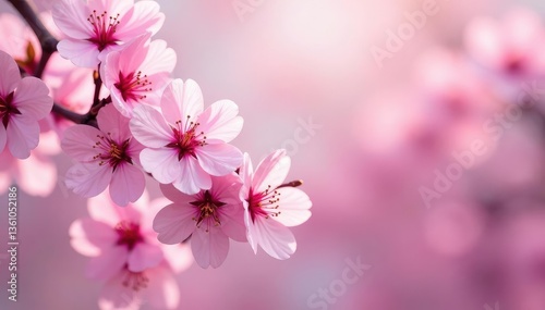 Delicate pink sakura blossoms in full bloom, forming a gentle repeating pattern , pattern, spring background, art