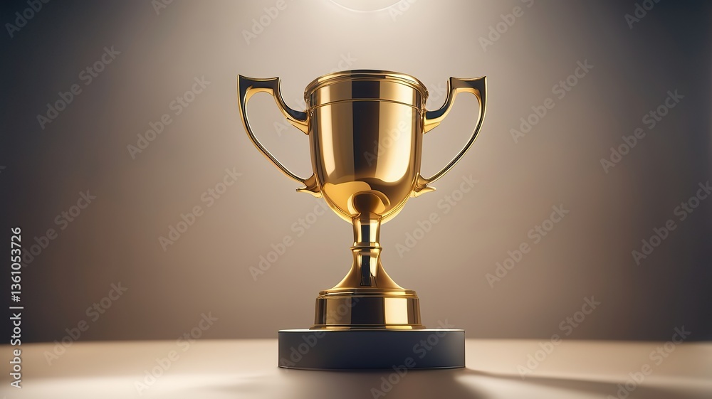 Gold trophy under the spotlight Gold trophy under the spotlight