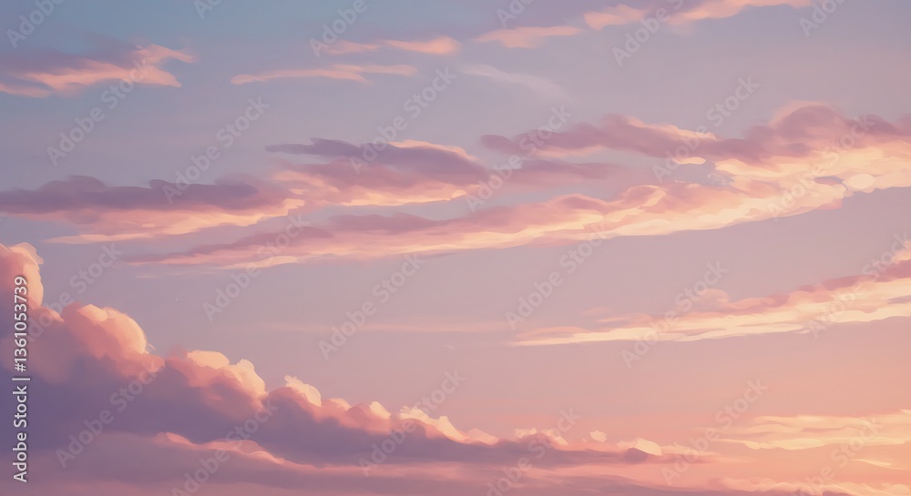 Fototapeta premium Pink-hued cloudy sky - peacefulness and serenity - calming background wallpaper
