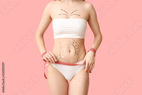 Young woman with marks on h...
