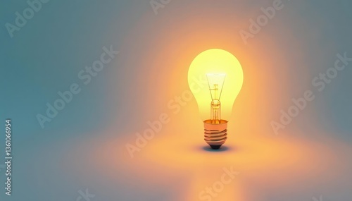 Single lightbulb, glowing, on white background, technology, wisdom