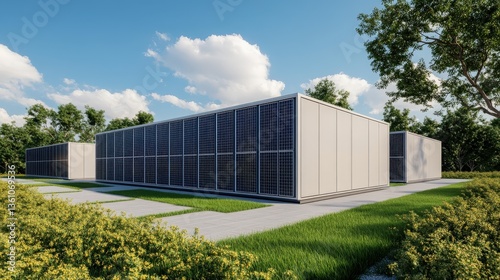 Wallpaper Mural Innovative energy storage facility showcased against a bright blue sky and lush greenery surrounding Torontodigital.ca