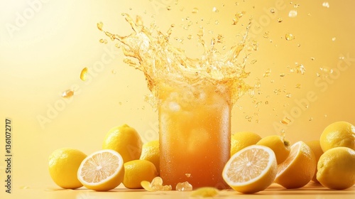 refreshing lemon iced tea splash advertisement
