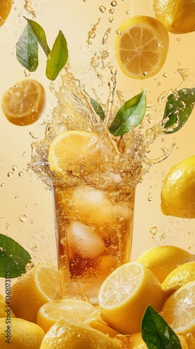 refreshing lemon iced tea splash advertisement