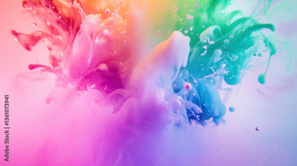 Fototapeta premium Bright colors collide and swirl together, forming an artistic burst of creativity and energy in this dynamic composition
