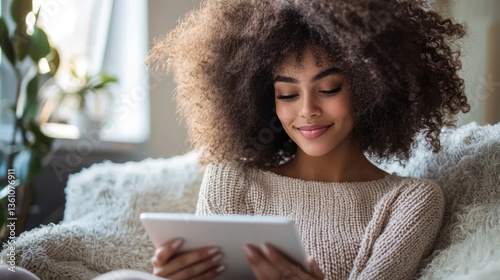 Homeowner using a tablet to keep track of home inventory items.