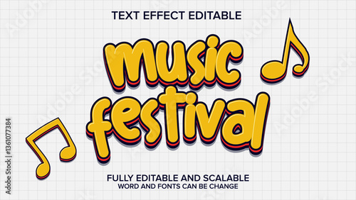 3d text effect music festival vector editable