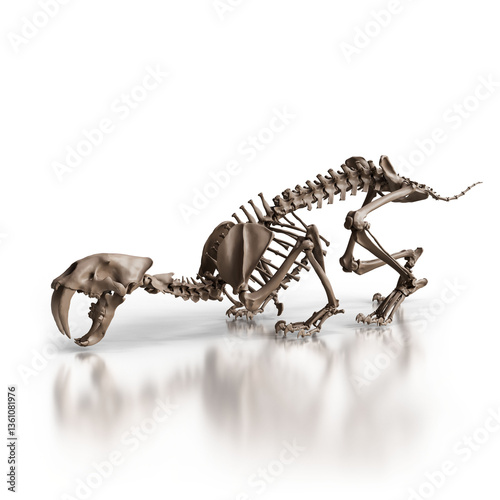 Digital Render of Smilodon Skeleton for Scientific Study