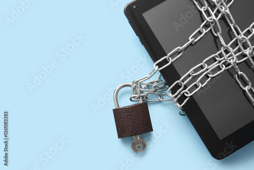 Modern tablet computer tied...
