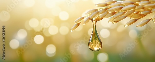 Pure rice oil drop extracted from rice grain for skincare