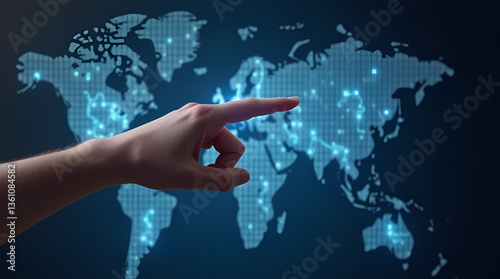Global Connection: A digital rendering of the world map with glowing dots highlighting network connections.