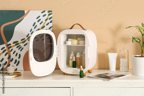 Open small refrigerator wit...