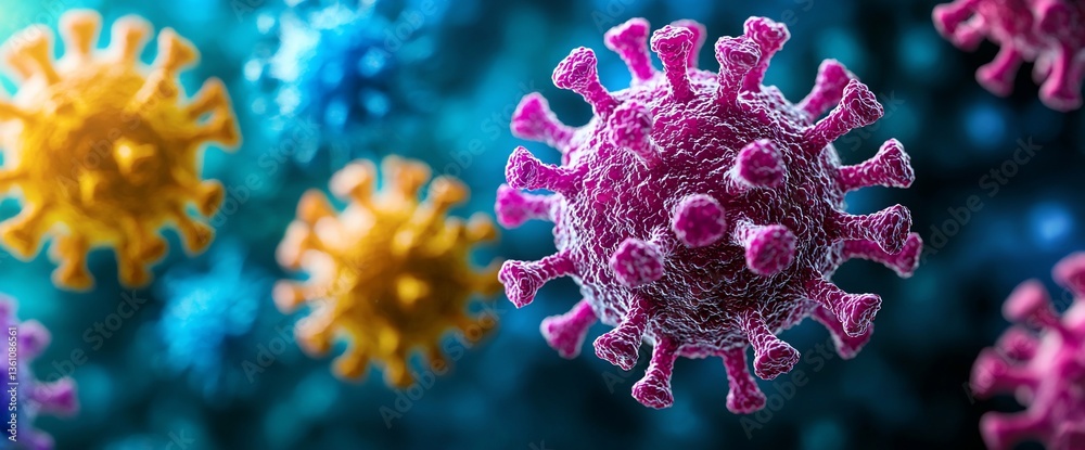 Colorful Virus Microbes in Closeup Colorful Virus Microbes in Closeup