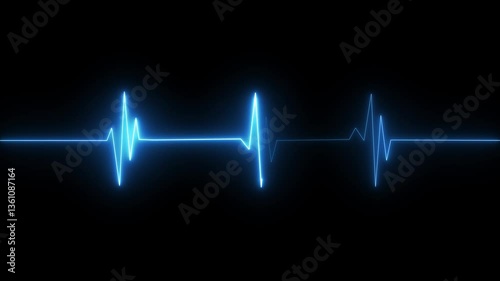 Neon heartbeat animation. Cardiogram heartbeat pulse rate signal.