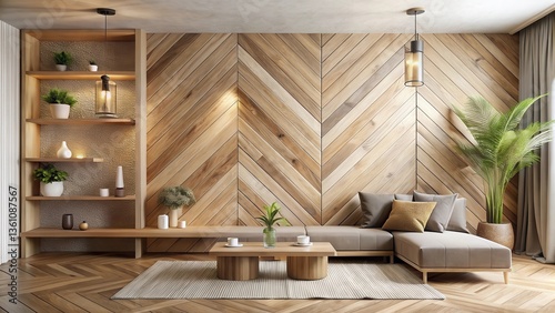 Contemporary, rustic design with angular lines and natural wood accents, beige, modern, beige, modern