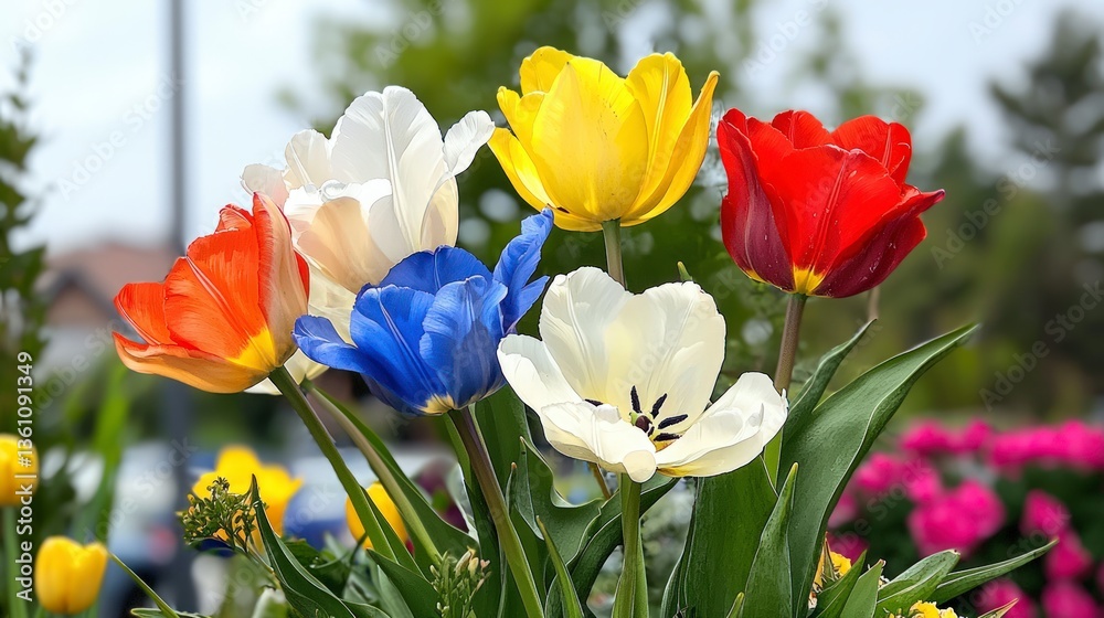 Vibrant Spring Tulips Colorful Bouquet Macro Photography Vibrant Spring Tulips Colorful Bouquet Macro Photography