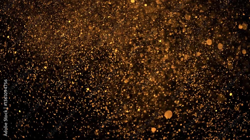 Scattering golden sparkles on a dark background ideal for luxury event promotions, festive designs, elegant backgrounds, and glamorous presentations. Scattering golden sparkles on a dark background ideal for luxury event promotions, festive designs, elegant backgrounds, and glamorous presentations.