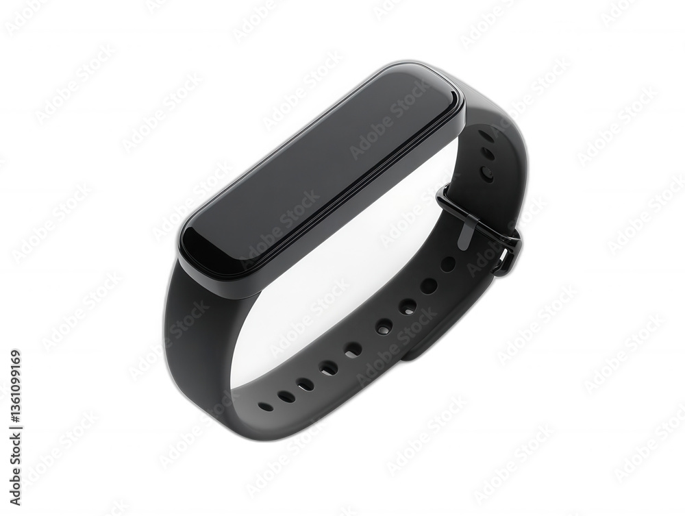 Fitness Tracker Band with Heart Rate Monitor, Sleek Design, Isolated on White Background Fitness Tracker Band with Heart Rate Monitor, Sleek Design, Isolated on White Background