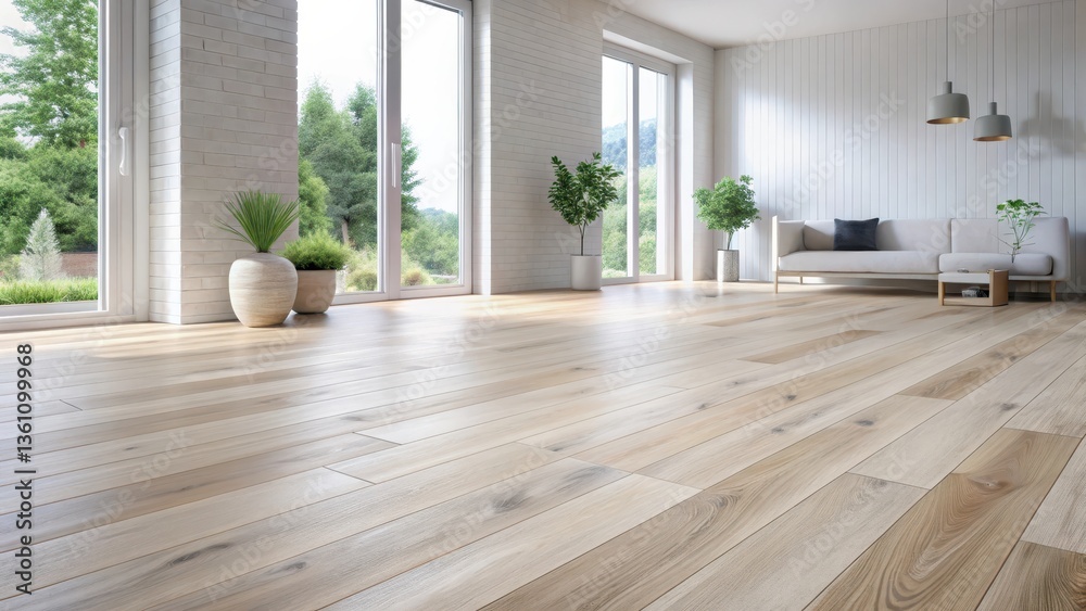 High-quality beech wood flooring with white-washed finish High-quality beech wood flooring with white-washed finish
