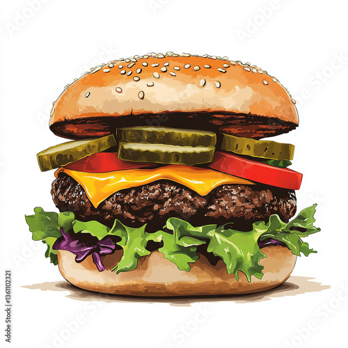 Hamburger on white background