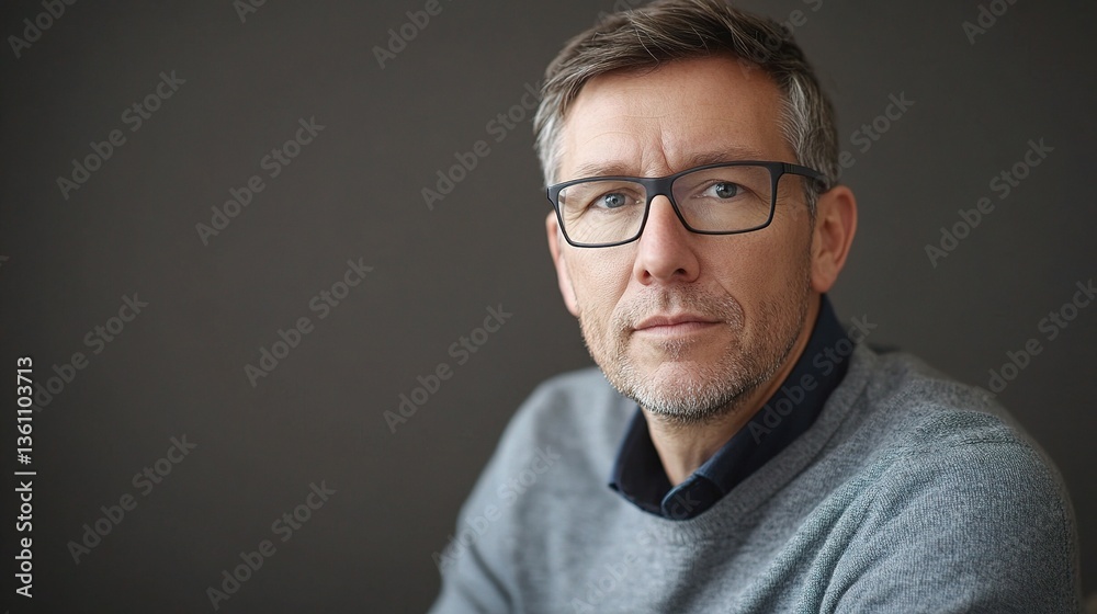 Professional businessman with glasses in a modern indoor setting Professional businessman with glasses in a modern indoor setting