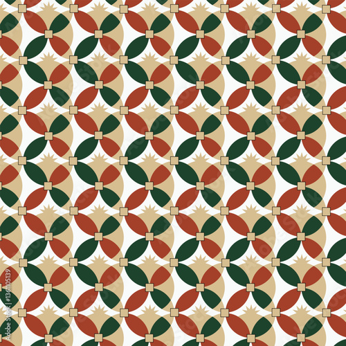 Geometrical flowers seamless vector pattern